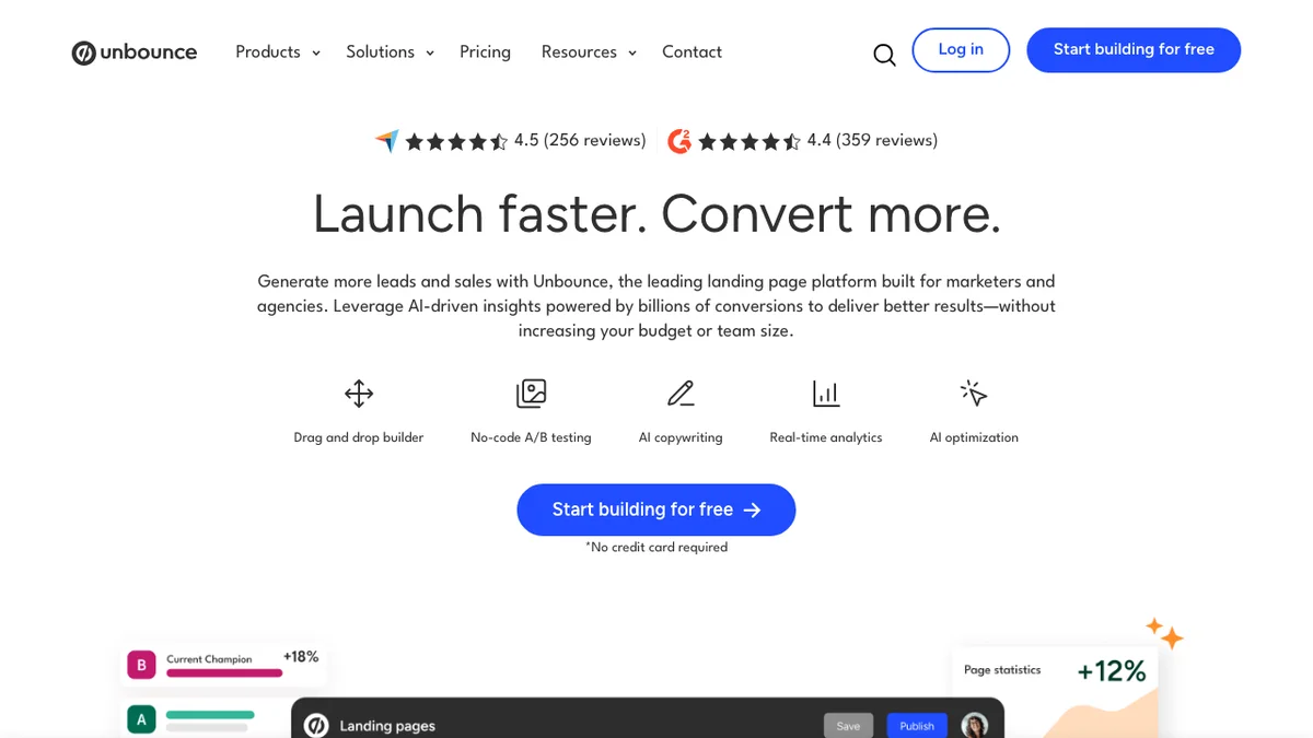 Unbounce screenshot