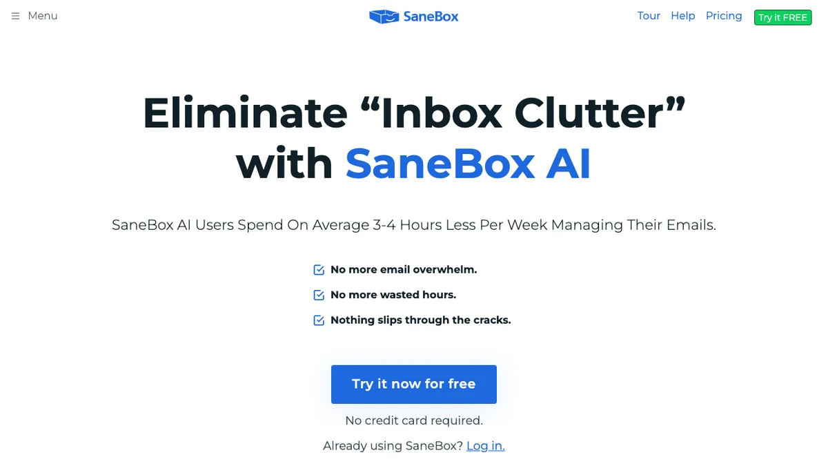 SaneBox screenshot