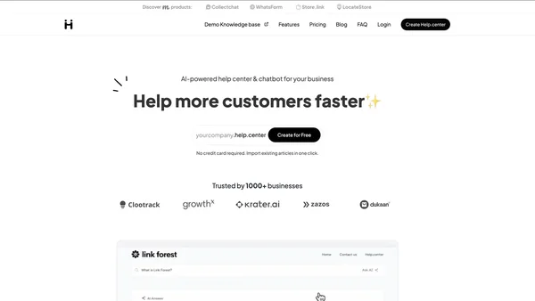 Help Center screenshot