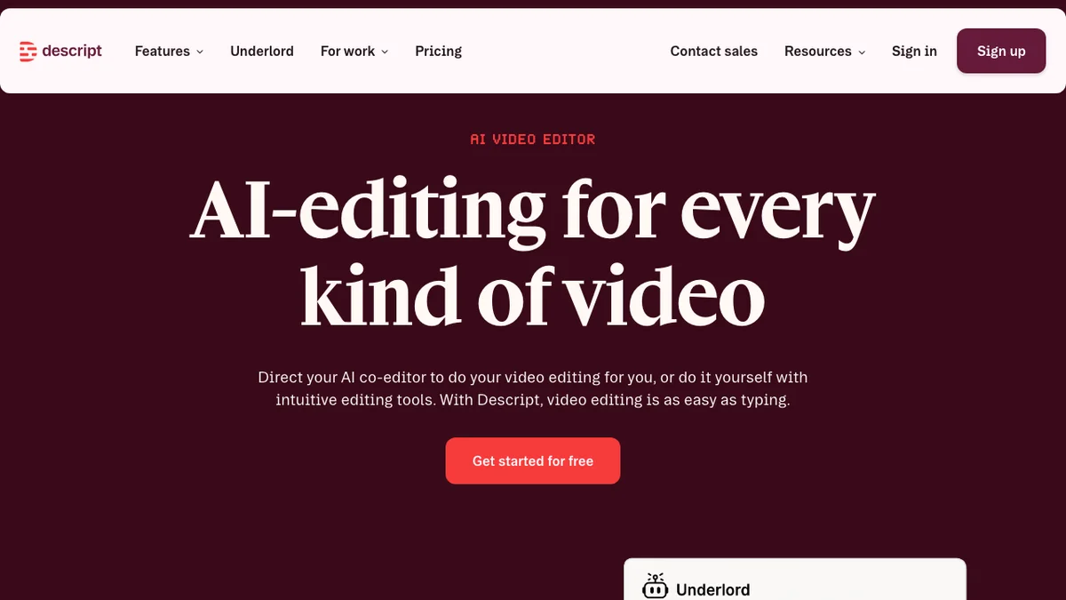 Descript screenshot
